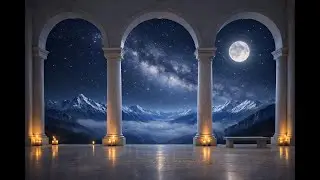 Castle Window Night Ambience | Candlelight, Moonlit Sky & Night Sounds (2 Hours)
