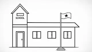Easy Way to Draw a Simple School