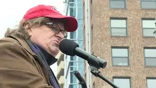 'Political bloodbath' on its way, US director Michael Moore tells anti-Trump protesters