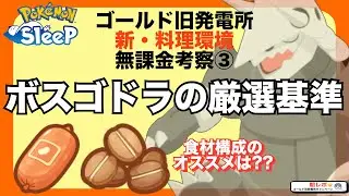もしやクワガノン、不要…？ボスゴドラの運用方法と現実的な厳選基準！無課金の新料理考察③【ポケモンスリープ】【ゴールド旧発電所】