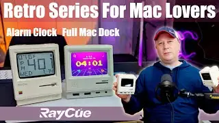 Retro Mac USB-C Docking Station with Screen & Retro Mac Alarm Clock by RayCue.  Fun For Your Desk.