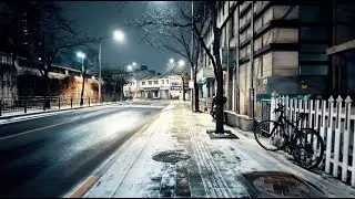 눈 오는 밤 아파트 산책 4k