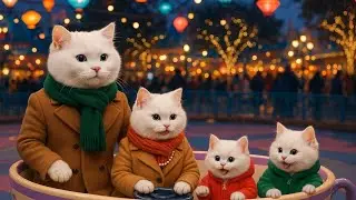 Mama cat takes children to mall|Papa cat bring mama cat gift and plans trip to Disneyland Christmas