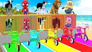 Long Slide Game With Elephant Gorilla Buffalo Hippopotamus Tiger 3d Animal Game Funny 3d Animals