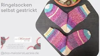 handgestrickte Ringelsocken Gr&ouml;&szlig;e 36-37 Stricksocken Wollsocken