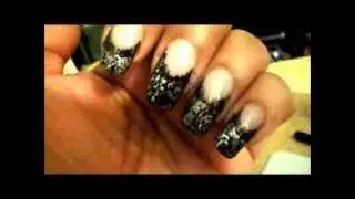 Black/Gold French Distressed Nail Art Design