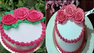 Rose Cake Decorating Idea/ Cake Design/ Cake Decoration/ Birthday Cake Design/