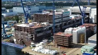 Impressive Disney Adventure Cruise Ship  under Construction  August 2019 | MV Shipyard Rostock