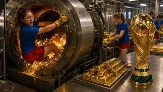 Inside a High-Security Gold Factory: From Raw Gold Ore to Solid Gold World Cup Trophy (Full Process)