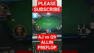 AJ vs Q9 ALLIN PREFLOP #TEXASHOLDEM #POKER #tornament #SUBSCRIBE #GAMES #LIKE #LIVE #SUPPORT #FUN