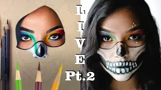 How to Color a Portrait with Colored Pencils // Live Stream // Beginners Guide // PART2