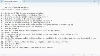 SQL DBA INTERVIEW QUESTIONS  @09-Aug-2023
