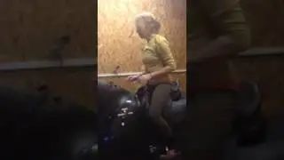 Me on horse simulator at Arrow Equestrian, Sue Nevill-Parker instructing, Feb 20th 2017