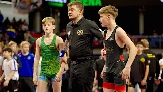 U15 Damian Hepting (GER) vs Orestas Stakenas (LTU) 44kg. Greco-roman boys youth wrestling.