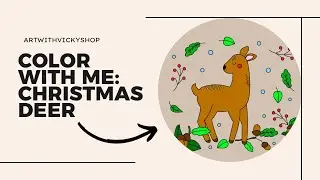 Color With Me: Christmas Deer Winter Holiday Coloring Page Drawing Speedpaint