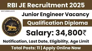 RBI JE Recruitment 2025 Notification | RBI JE Recruitment 2025 Apply Online