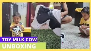 Battery operated toy Milk COW unboxing & Kiaan's reaction | Voyage Unexplored 💕