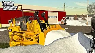 NEW CAT D8 DOZER PUSHING SNOW! (DEF NOT OVERKILL) | FARMING SIMULATOR 2019