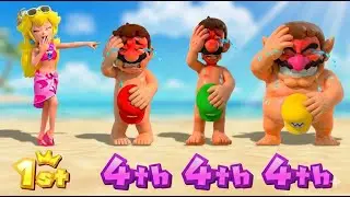 Mario Party The Top 100 Minigames - Peach Vs Mario Vs Luigi Vs Wario (Hardest Difficulty)