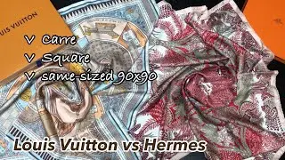 Louis Vuitton vs Hermes Scarves Review | same-sized Carre, Square 90x90