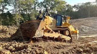 Caterpillar D8 pushing TONS of clay to build a pond 🚜🔥