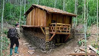Build A Warm wooden House Underground For Surival | Fortified Bunke.