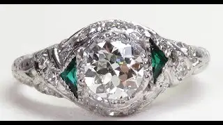 Antique Deco 1920's Diamond Engagement Ring Plat Pall Ring Size 5.5 UK-K1/2 www.antiquejewelryco.com