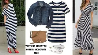 VESTIDOS MUJER MODERNA ESTAMPADO RAYAS TENDENCIAS 2023💋FASHION IN YOUTH DRESSES MATURE WOMAN OUTFITS