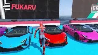 الأبطال الخارقين على دراجة نارية - Superheroes on a motorcycle against spiders with sharks GTAV