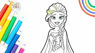 Princess Elsa from FROZEN Drawing Easy | How to Draw Elsa and Anna Simple 🌈👸🏼❄