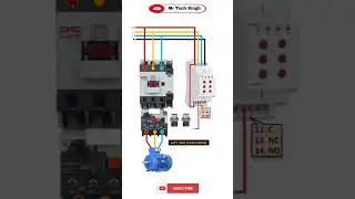DOL Starter wiring with over and under voltage protection and phase sequence relay #electrician
