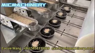 MIC Automatic Linear Type Hummus Cup Filling Granule Sprinkling Powder Sprinkling Sealing Machine