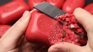 Relaxing ASMR Soap Art: Crushing Colorful Soap, Cutting cubes