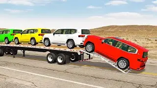 Flatbed Truck Mcqueen  | Transportation with Truck - Pothole vs Car #512 - BeamNG.Drive