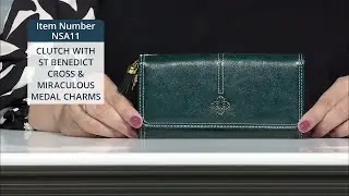 CLUTCH WITH ST BENEDICT CROSS & MIRACULOUS MEDAL CHARMS_NSA11