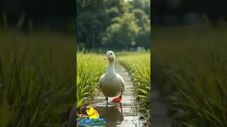AI WHITE DUCK WALKING AT THE RICE FIELD #aiart #cute #animalart #aianimals #animals #ai #duck