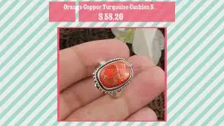 Orange Copper Turquoise Cushion Shape Gemstone Silver Ring | 925 Sterling Silver Ring | Handmade ...