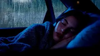Calm Your Mind Tonight | Heavy Rain & Thunder Sounds Inside Car at Night