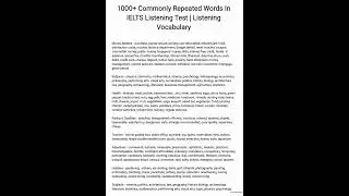 1000+ Commonly Repeated Words In IELTS Listening Test | Listening Vocabulary&nbsp;#ielts #ieltslistening