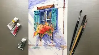 Watercolor Painting - Flowers on the Windowsill for Beginners