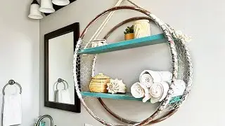 #Craftidly - Farmhouse Hula Hoop Shelf DIY