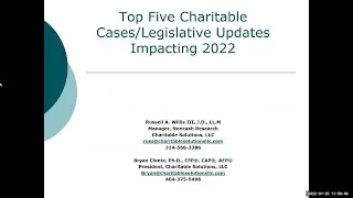 Top Five Charitable Cases/Legislative Updates Impacting 2022