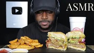ASMR EATING FUDDRUCKERS BACON CHEDDAR WITH AVOCADO & WEDGE FRIES  MUKBANG (NOTALKING) TCASMR