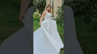 Glamlora Stunning A-line Square Chapel Train Satin Plus Size Wedding Dress GLY25W0089