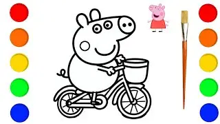 ✨️Easy peppa pig drawing with bicycle || How to draw and colour peppa pig, Toddlers drawing 🖍 🖌❤️✨️