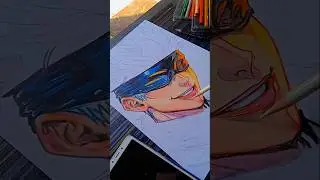 Gojo Face Colour Pencil drawing 💜#shorts #art #gojo #drawing