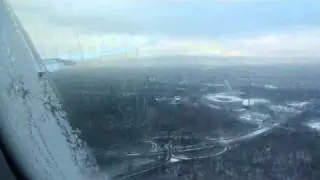 LH741 Arriving in winterly Frankfurt - A340-600 (D-AIHB) lands on RWY25L coming from Osaka-Kansai