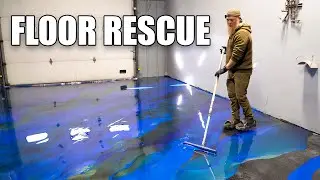 This Floor was RUINED by Cheap Self Leveler... So We Saved It with A Blue Marble Epoxy Finish!
