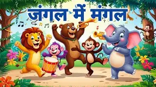 Viral Poem | Jungle Me Mangal | Kids Hindi Rhymes | जंगल की सैर | Jungle Book | Angelkidz