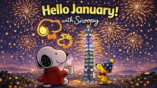 Hello January with Snoopy 🎆 Taipei 101 Fireworks Gentle Jazz for Cozy Nights and Fresh Starts ☕